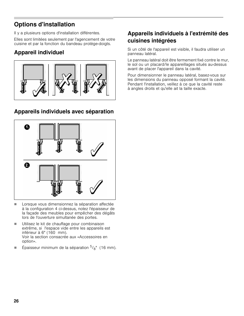 Options d'installation | Bosch B36BT830NS User Manual | Page 26 / 64