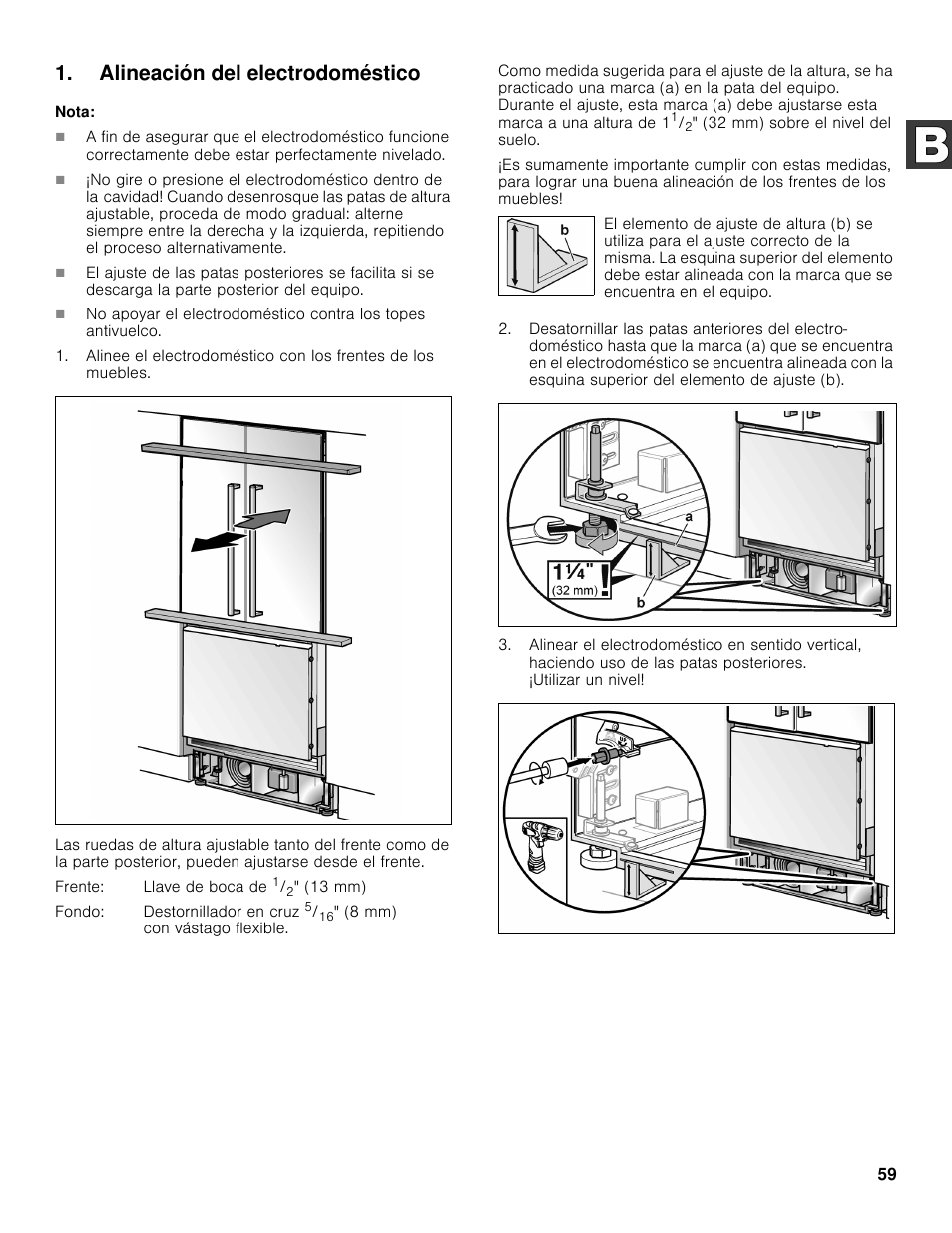 Alineación del electrodoméstico | Bosch B36BT830NS User Manual | Page 59 / 64