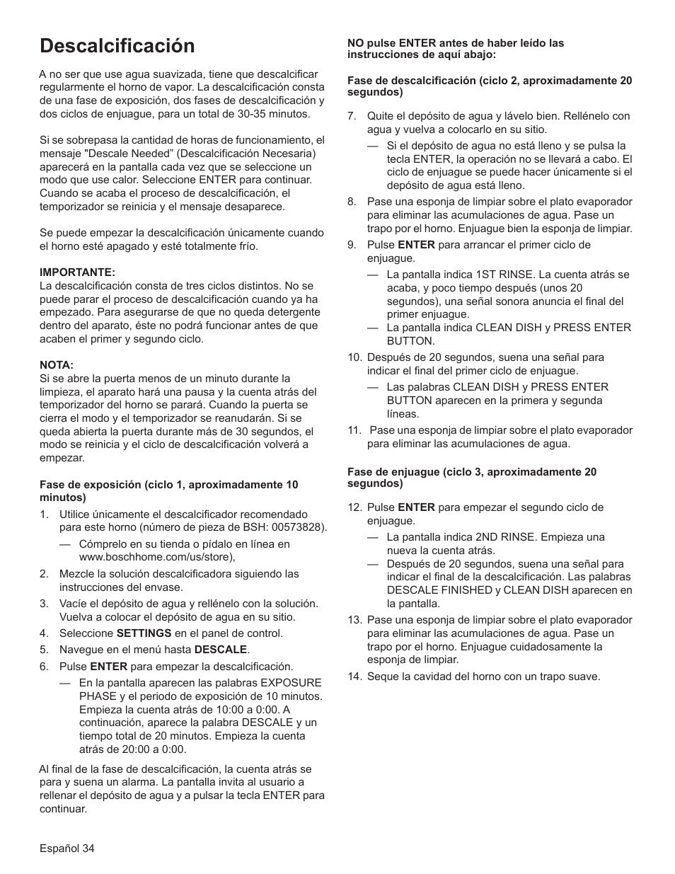 Descalcificación | Bosch HSLP451UC User Manual | Page 109 / 116