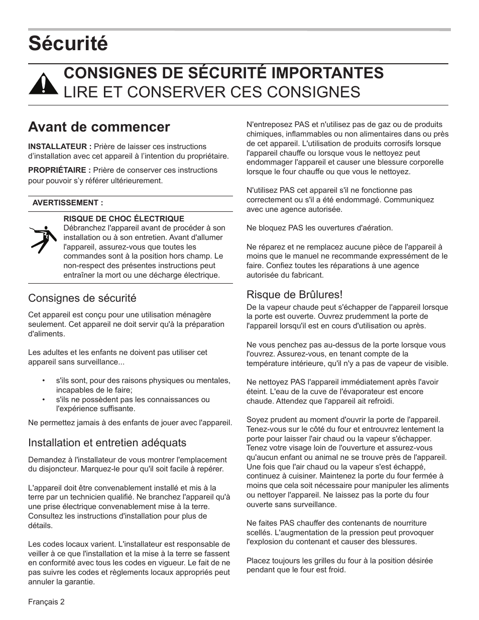 Sécurité, Avant de commencer, Consignes de sécurité | Installation et entretien adéquats, Risque de brûlures | Bosch HSLP451UC User Manual | Page 39 / 116