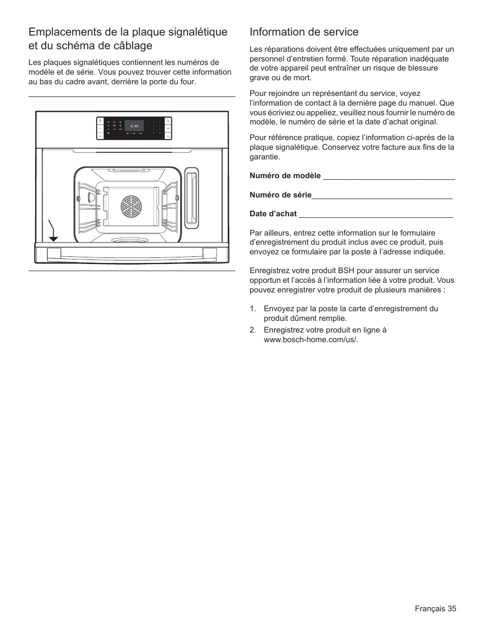 Information de service | Bosch HSLP451UC User Manual | Page 72 / 116