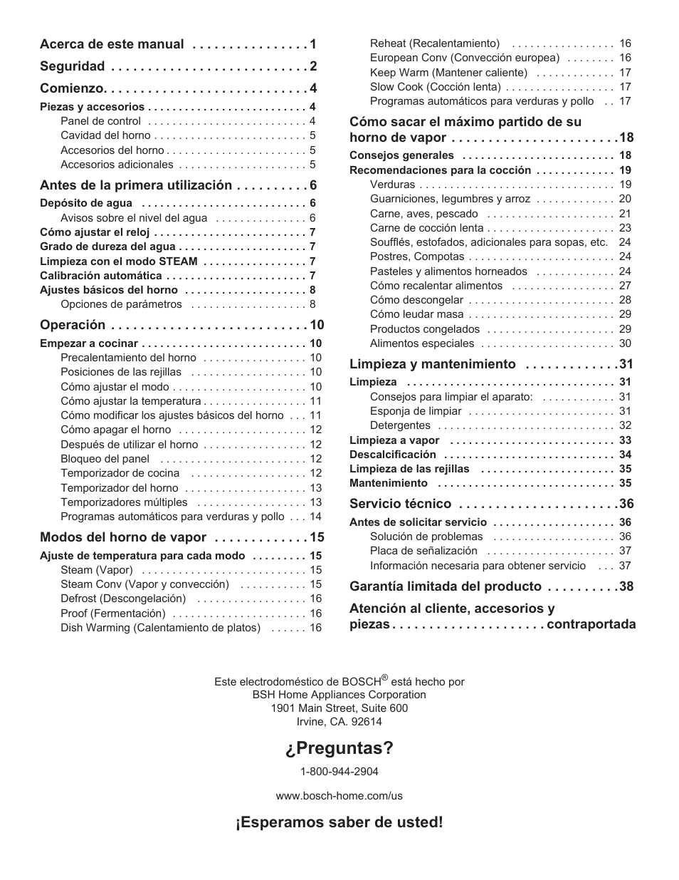 Preguntas, Esperamos saber de usted | Bosch HSLP451UC User Manual | Page 75 / 116