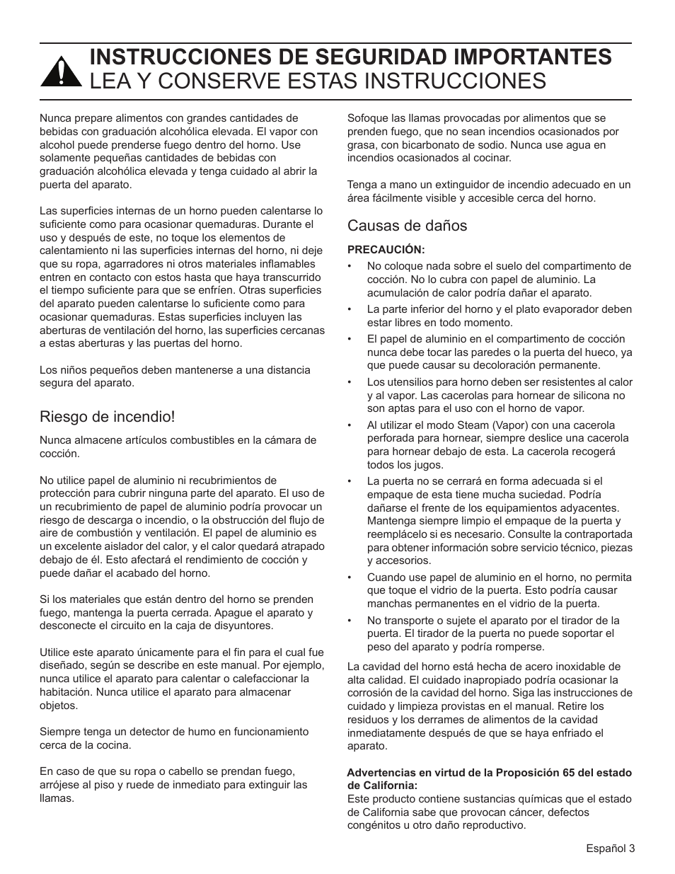 Riesgo de incendio, Causas de daños | Bosch HSLP451UC User Manual | Page 78 / 116