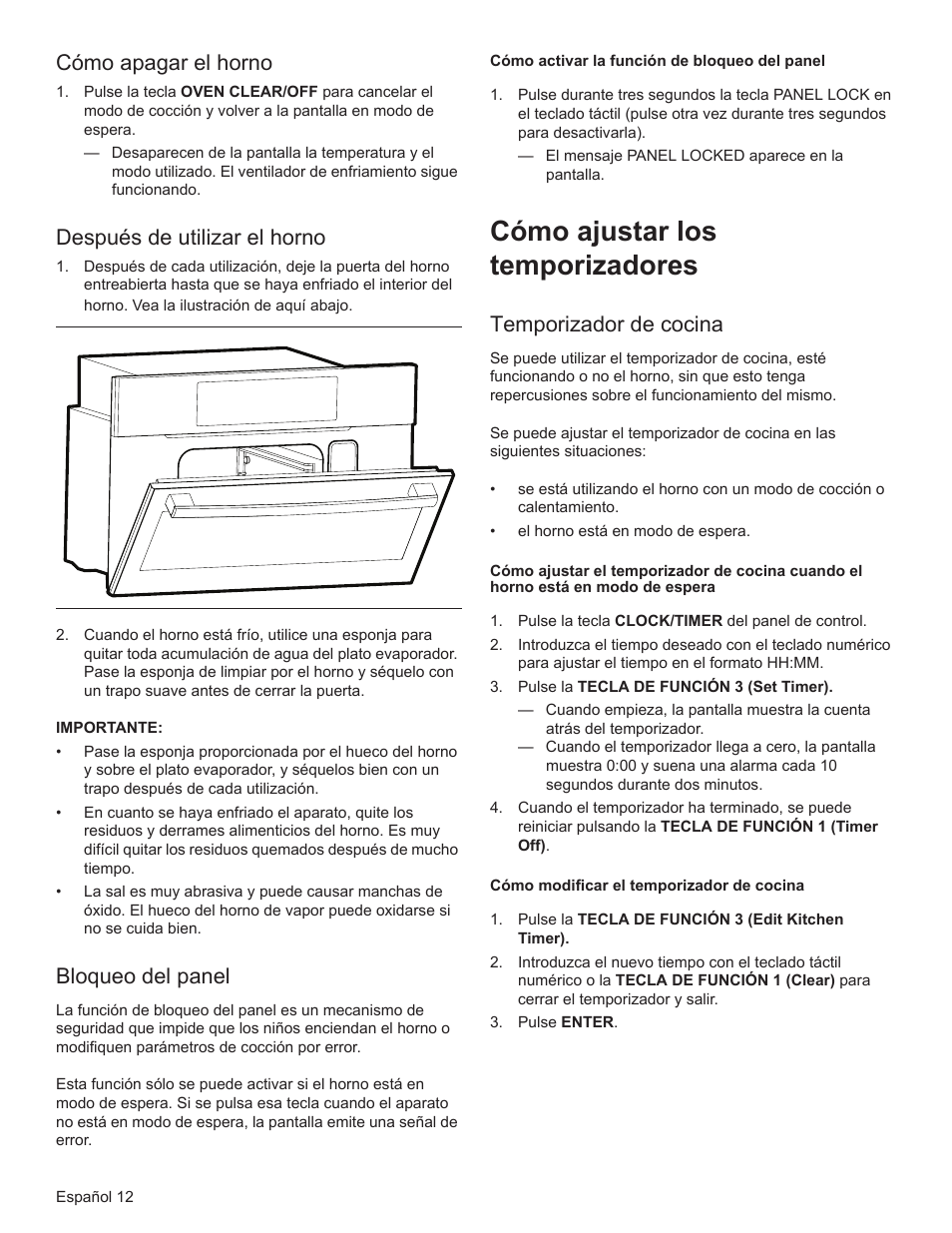 Cómo ajustar los temporizadores, Cómo apagar el horno, Después de utilizar el horno | Bloqueo del panel, Temporizador de cocina | Bosch HSLP451UC User Manual | Page 87 / 116