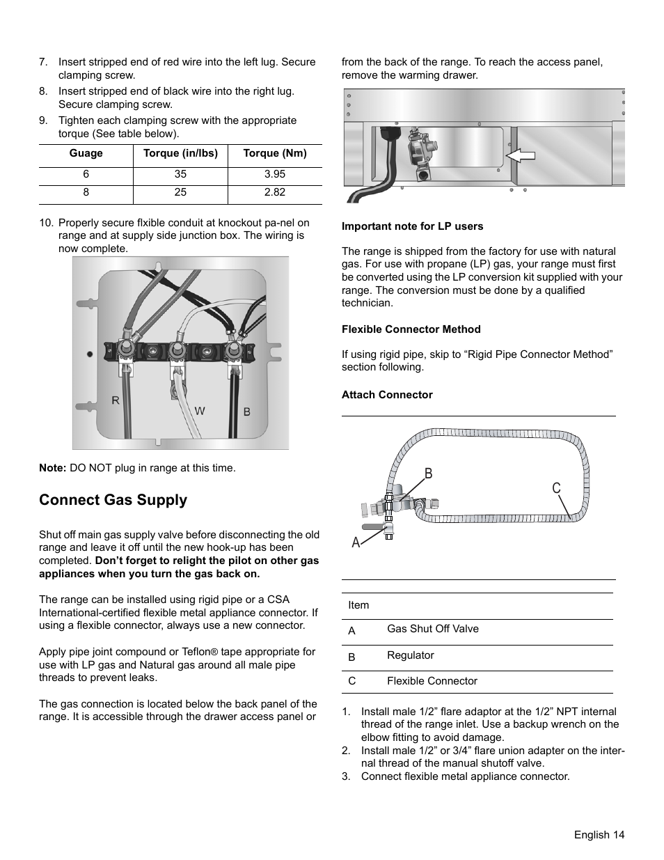 Connect gas supply, Ab c | Bosch HGI8054UC User Manual | Page 17 / 68