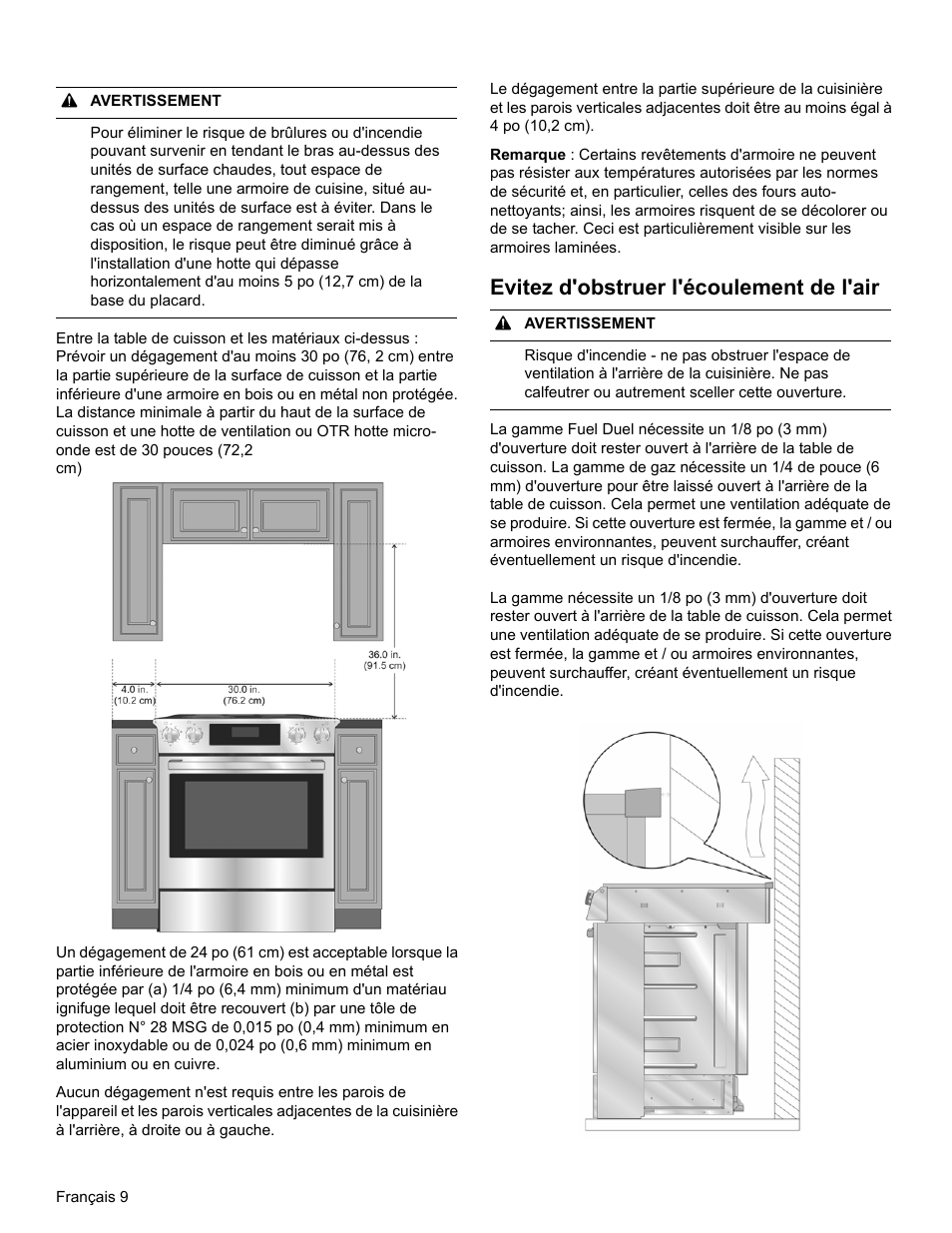 Evitez d'obstruer l'écoulement de l'air | Bosch HGI8054UC User Manual | Page 32 / 68