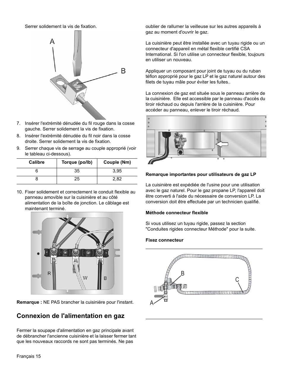 Connexion de l'alimentation en gaz, Ab c | Bosch HGI8054UC User Manual | Page 38 / 68