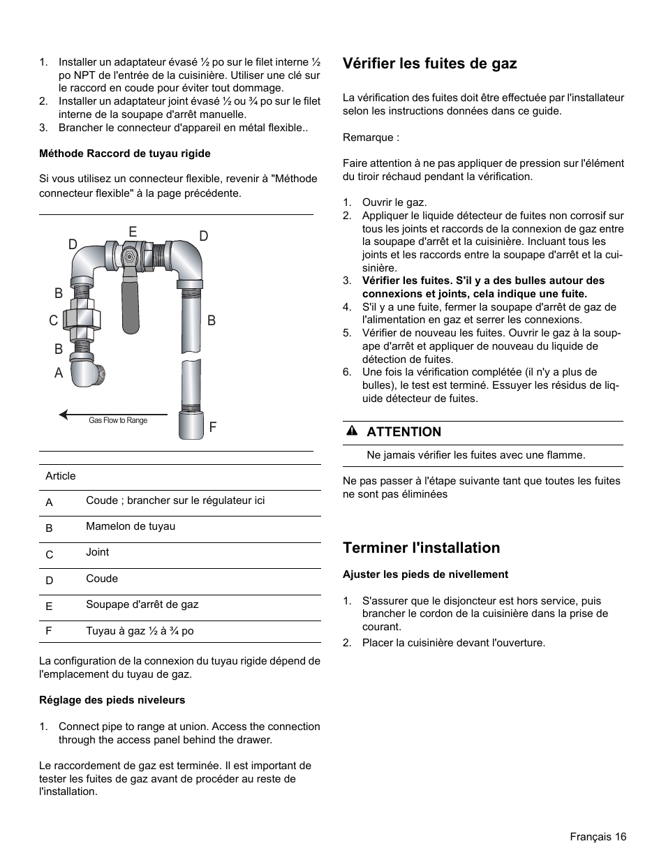 Vérifier les fuites de gaz, Terminer l'installation | Bosch HGI8054UC User Manual | Page 39 / 68