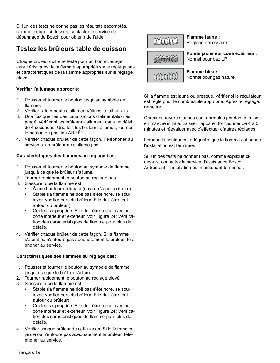 Testez les brûleurs table de cuisson | Bosch HGI8054UC User Manual | Page 42 / 68