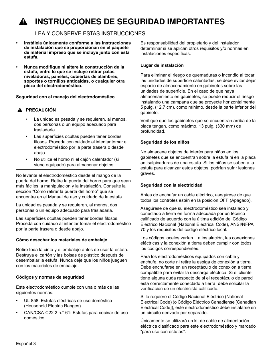 9instrucciones de seguridad importantes | Bosch HGI8054UC User Manual | Page 48 / 68