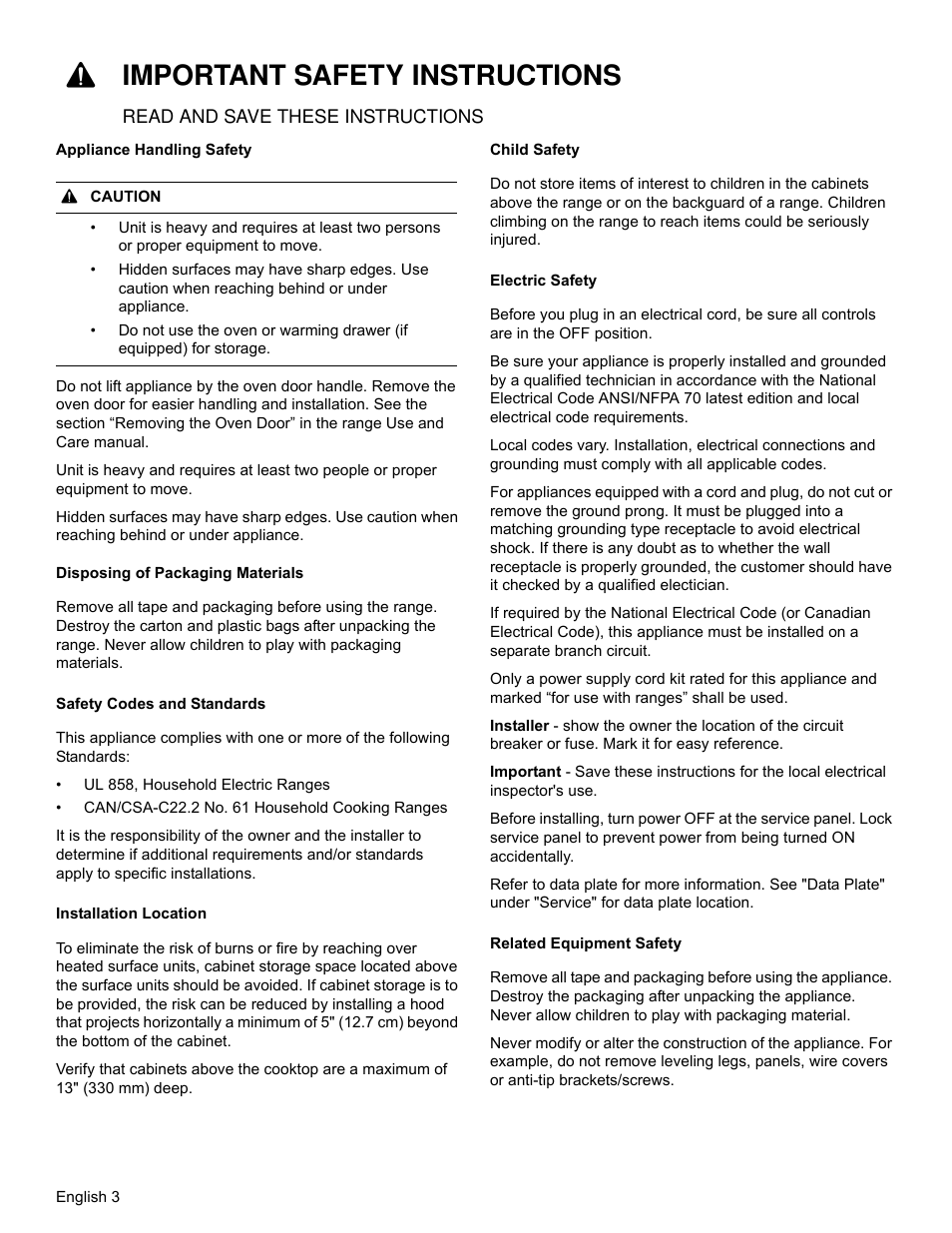 9important safety instructions | Bosch HGI8054UC User Manual | Page 6 / 68