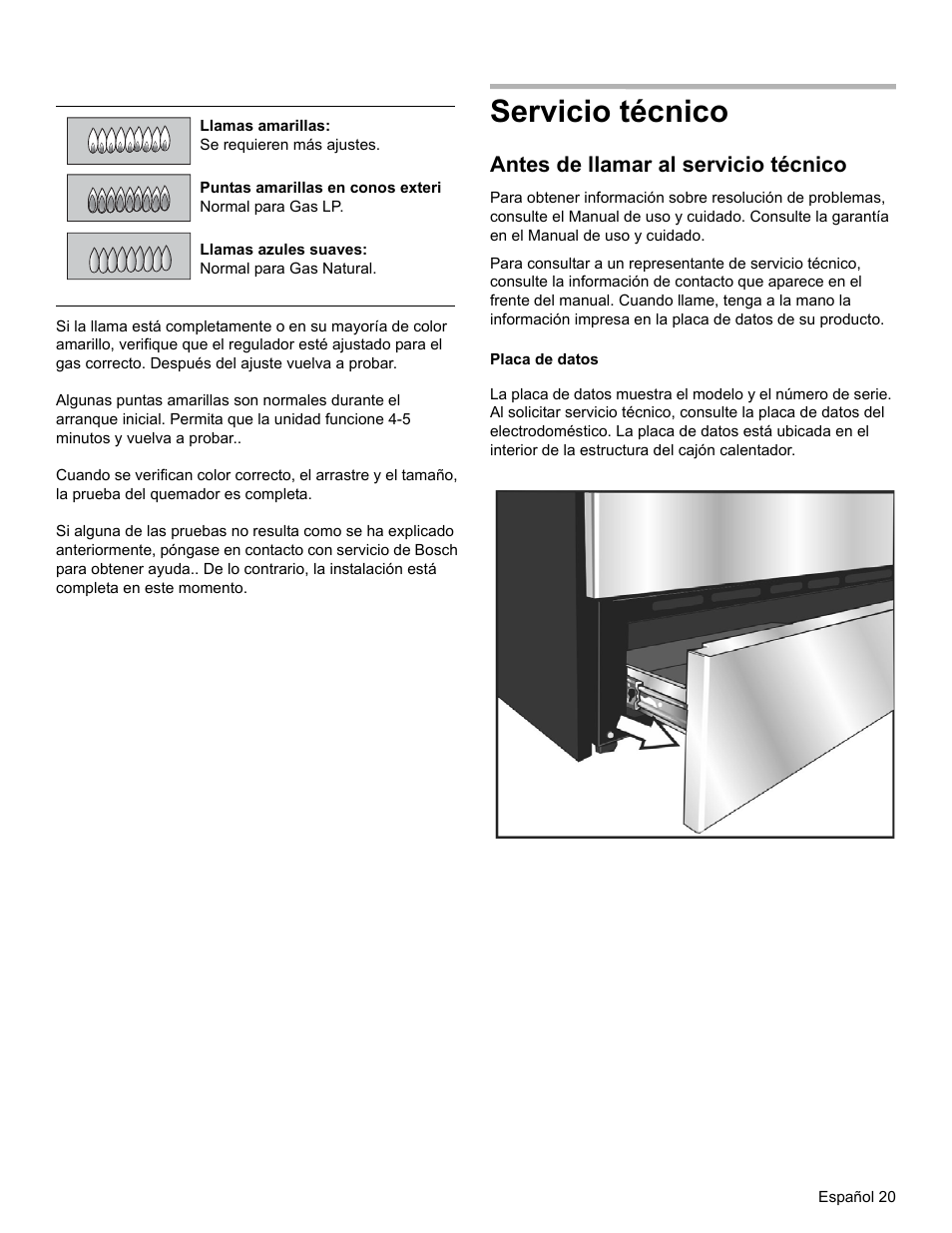 Servicio técnico, Antes de llamar al servicio técnico | Bosch HGI8054UC User Manual | Page 65 / 68