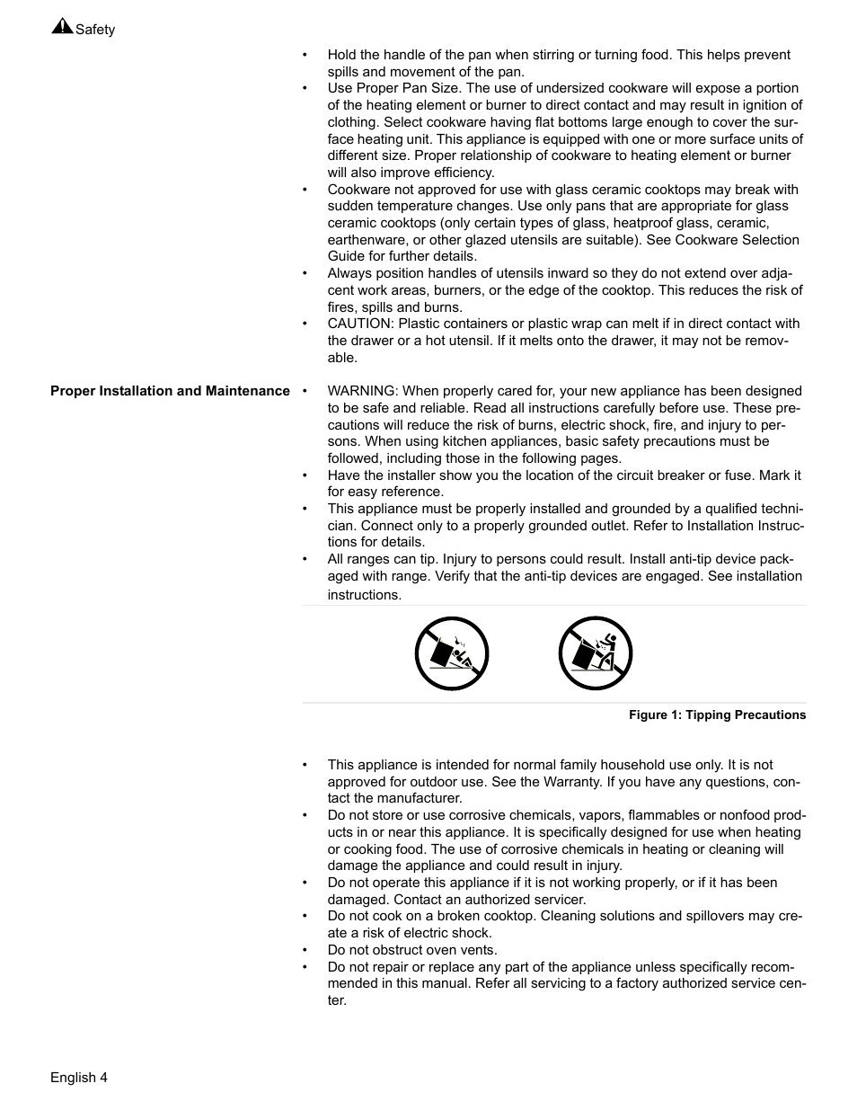 Proper installation and maintenance, Figure 1: tipping precautions | Bosch HES7282U User Manual | Page 6 / 128
