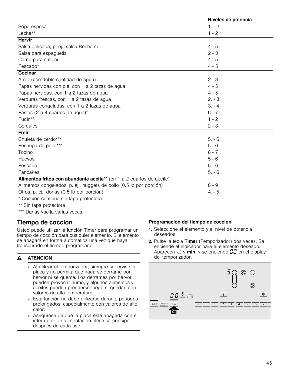 Tiempo de cocción, 9 atencion, Programación del tiempo de cocción | Bosch NET8666SUC User Manual | Page 45 / 56