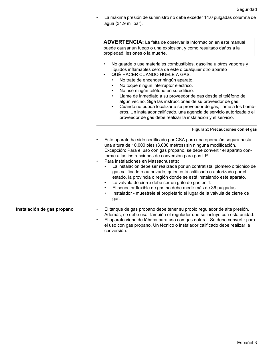 Instalación de gas propano | Bosch HDI7282U User Manual | Page 57 / 80