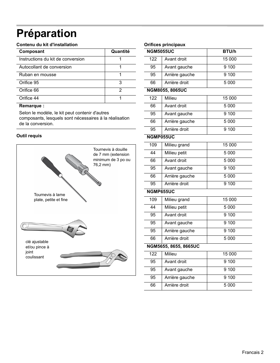 Préparation | Bosch NGM8055UC User Manual | Page 11 / 24