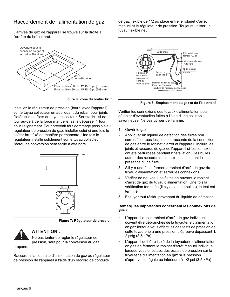 Raccordement de l'alimentation de gaz, Attention | Bosch NGM8655UC User Manual | Page 20 / 36