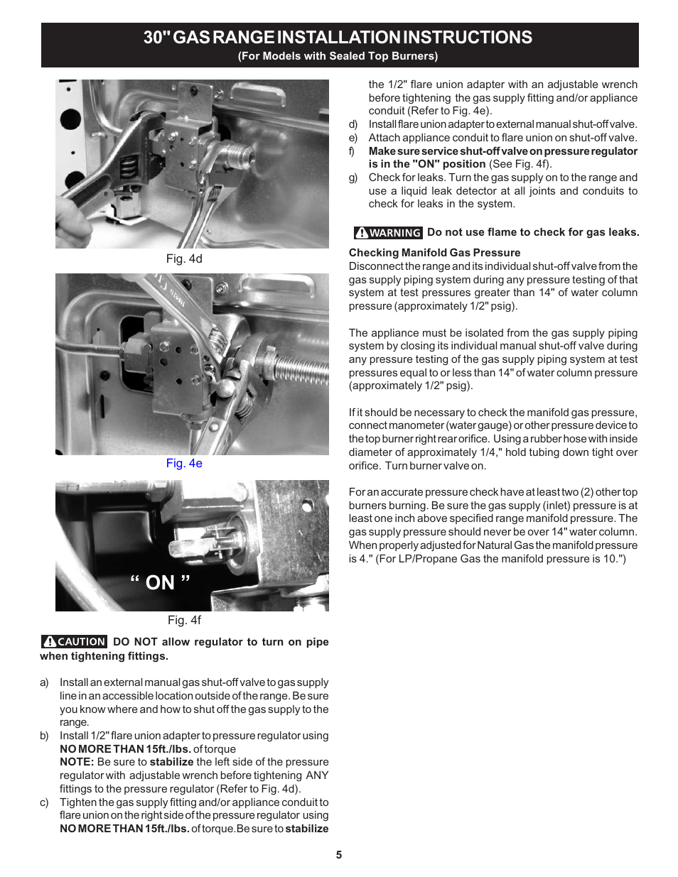 30" gas range installation instructions | Bosch HGS3053UC User Manual | Page 5 / 24