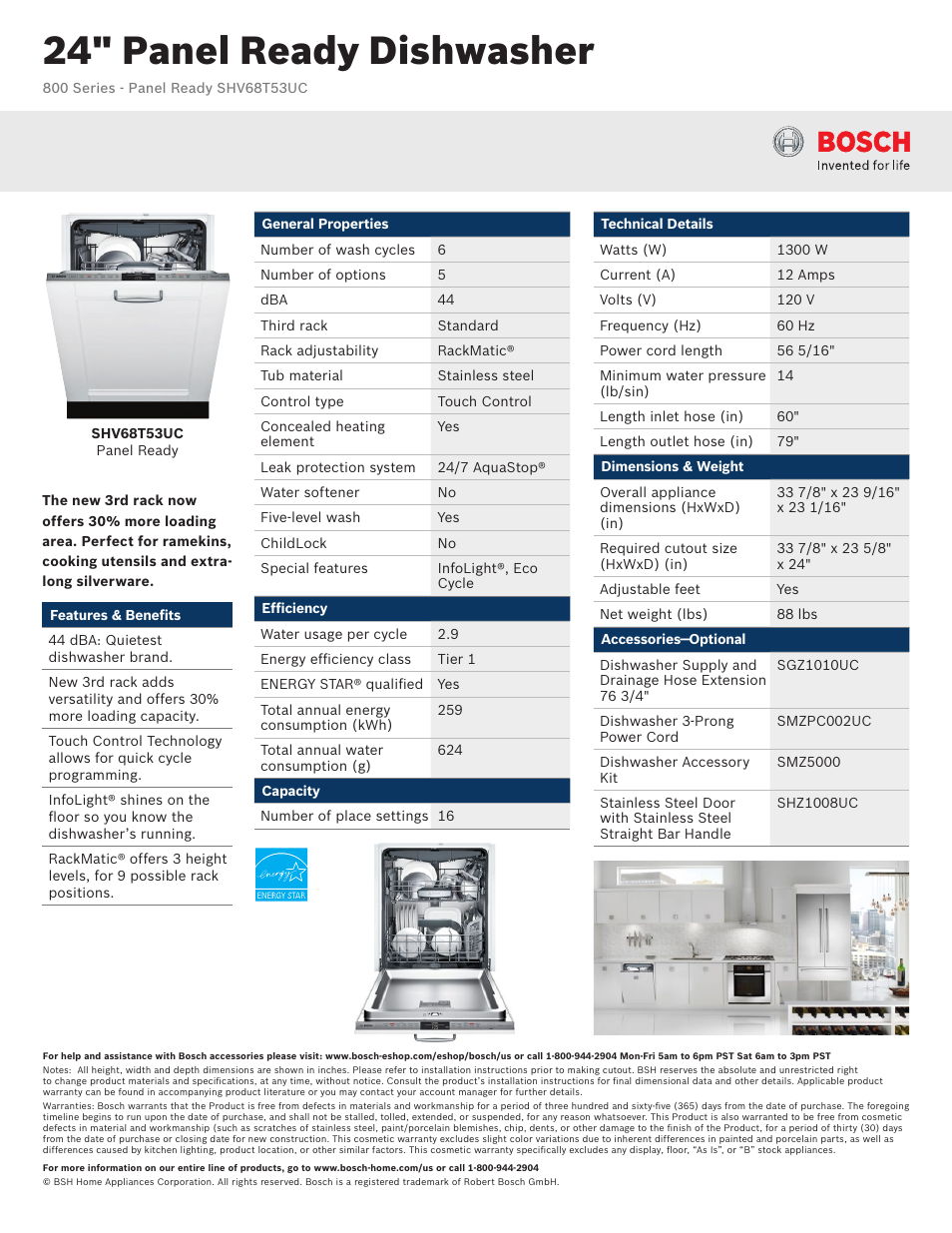 Bosch SHV68T53UC User Manual | 3 pages