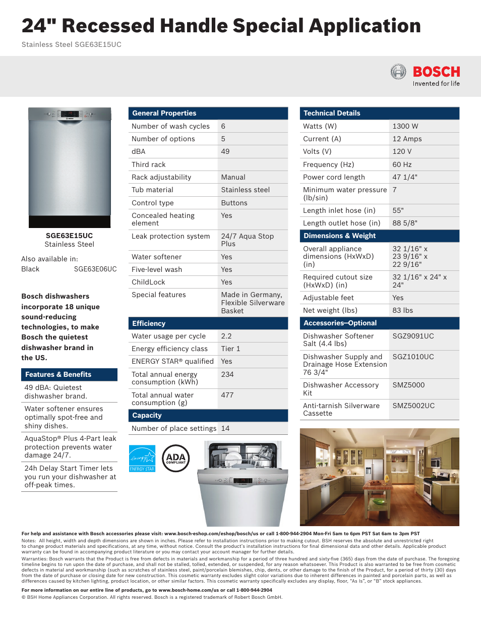 Bosch SGE63E15UC User Manual | 3 pages