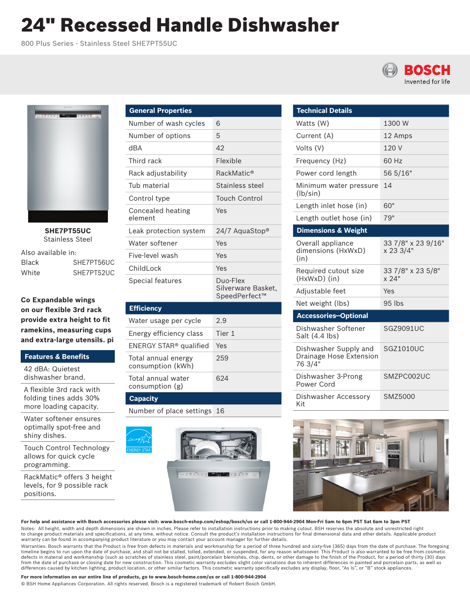 Bosch SHE7PT55UC User Manual | 3 pages