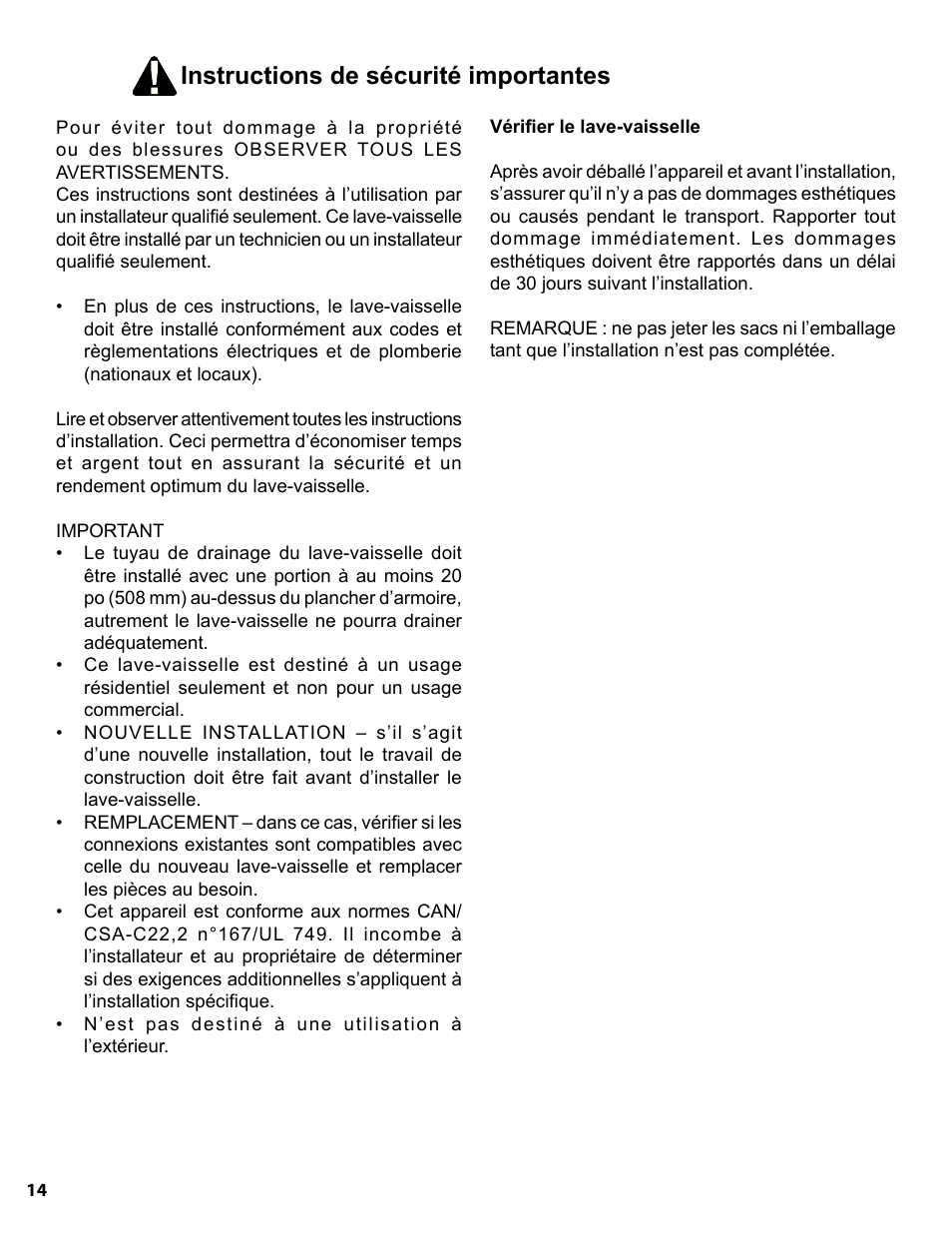 Instructions de sécurité importantes | Bosch SGE63E06UC User Manual | Page 14 / 39