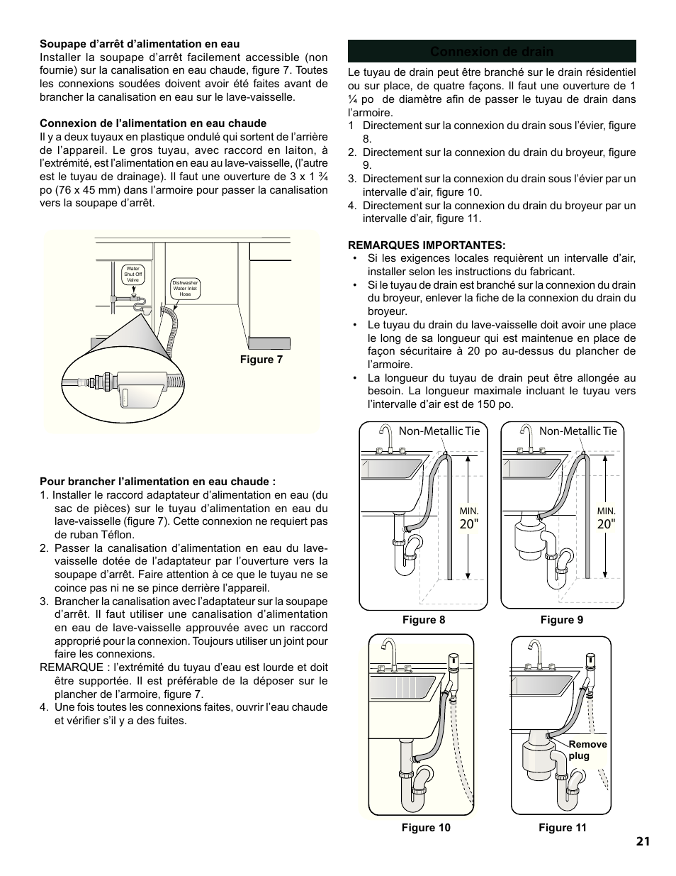 Connexion de drain | Bosch SGE63E06UC User Manual | Page 21 / 39