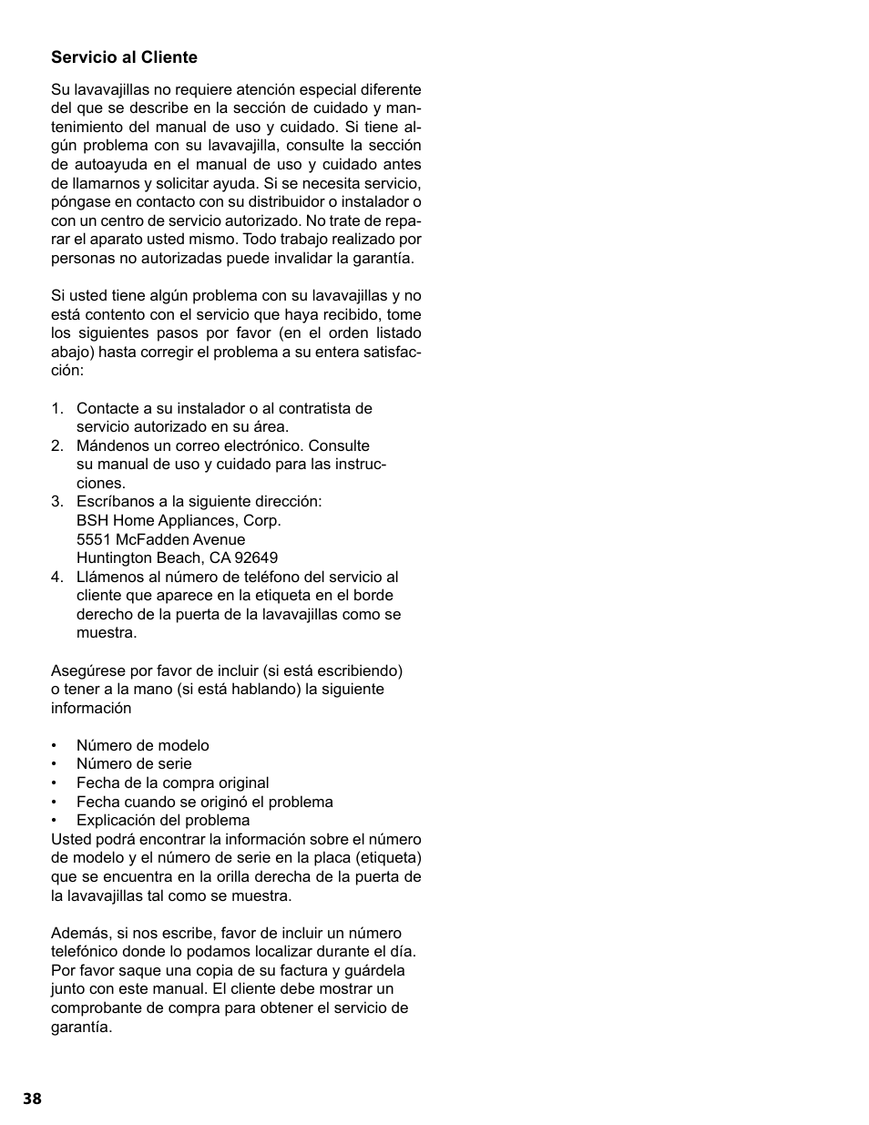 Bosch SGE63E06UC User Manual | Page 38 / 39