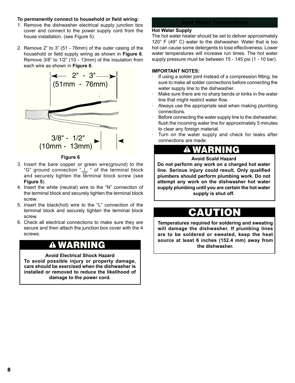 Warning | Bosch SGE63E06UC User Manual | Page 8 / 39