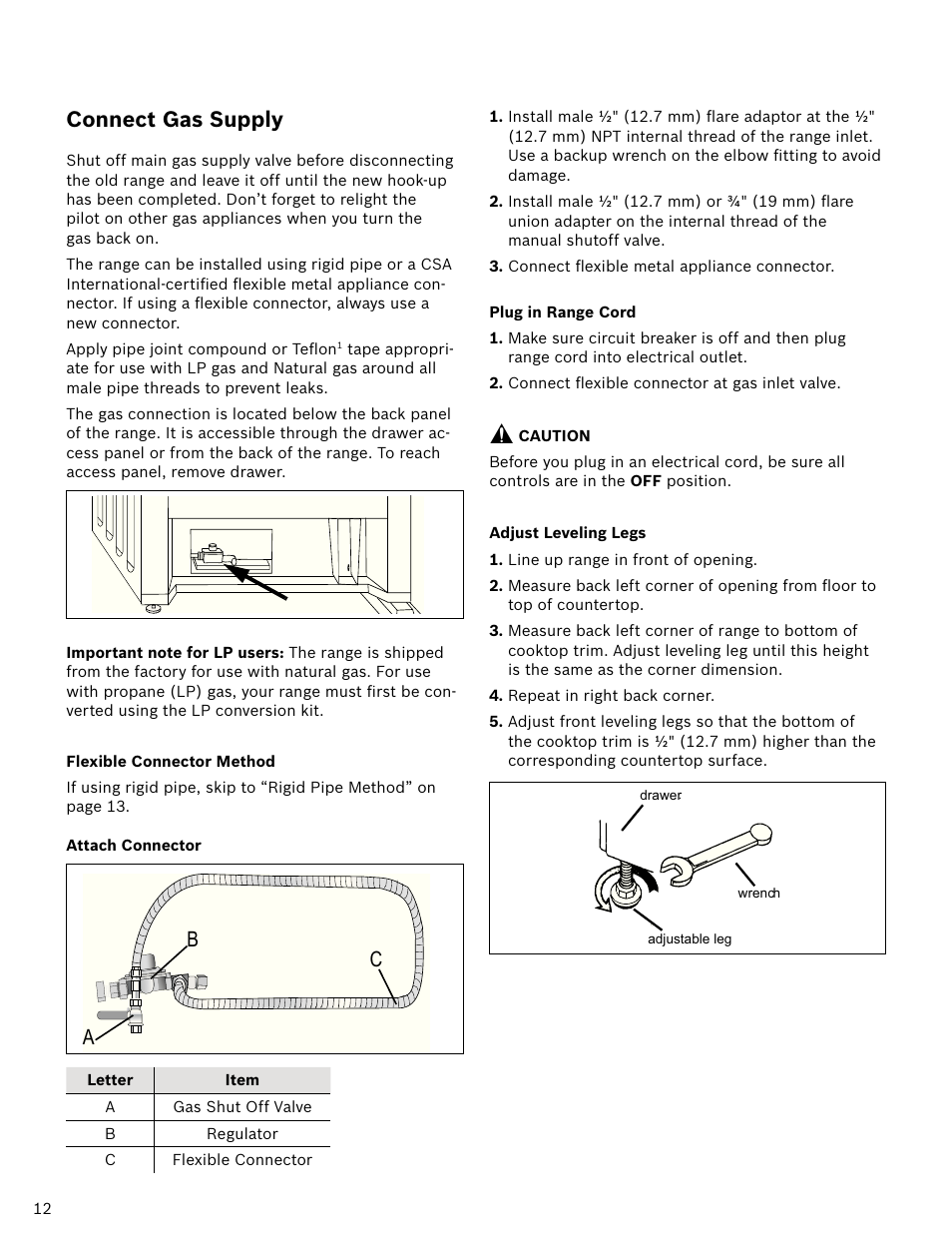 Connect gas supply, Ab c | Bosch HDI7052U User Manual | Page 12 / 48