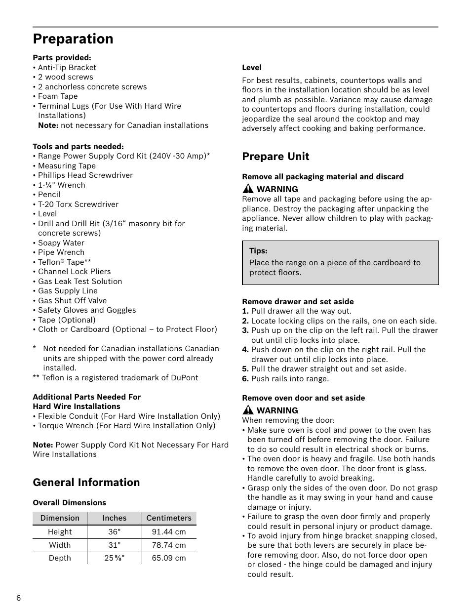 Preparation, General information, Prepare unit | Bosch HDI7052U User Manual | Page 6 / 48