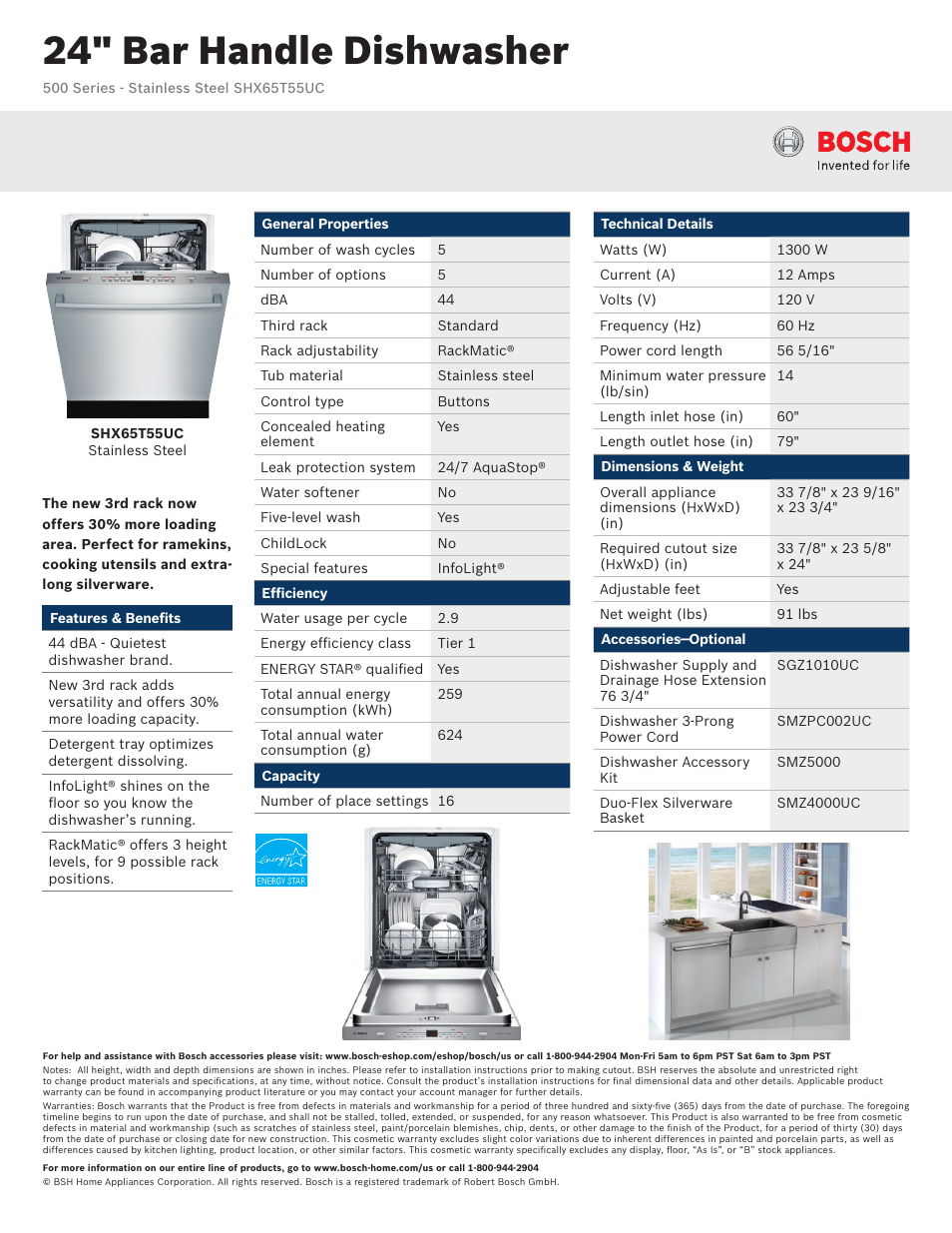 Bosch SHX65T55UC User Manual | 3 pages