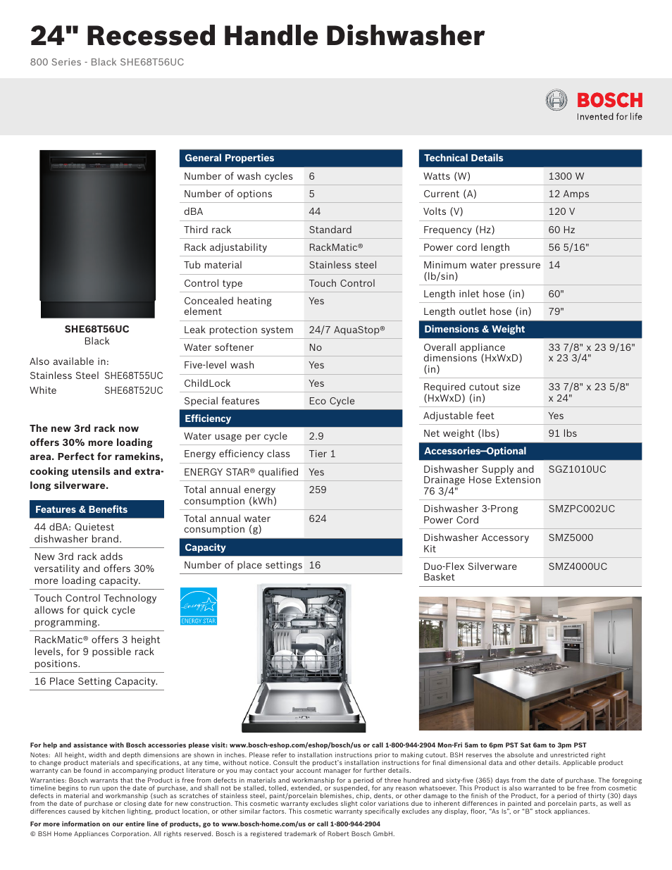 Bosch SHE68T56UC User Manual | 3 pages