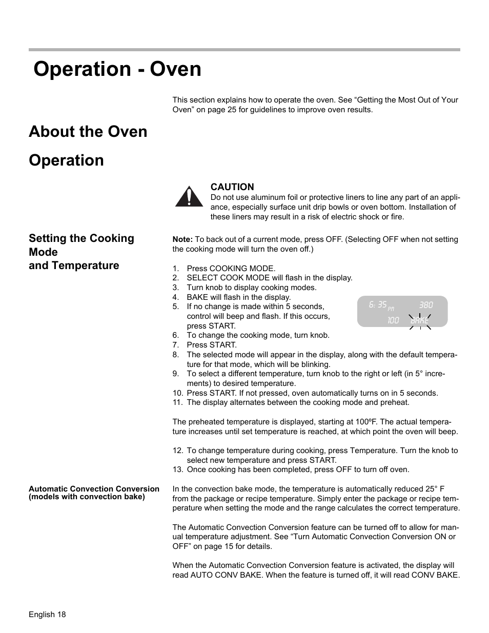 Operation - oven, About the oven, Operation | Setting the cooking mode and temperature, Press cooking mode, Select cook mode will flash in the display, Turn knob to display cooking modes, Bake will flash in the display, Bake, To change the cooking mode, turn knob | Bosch HES7282U User Manual | Page 22 / 148