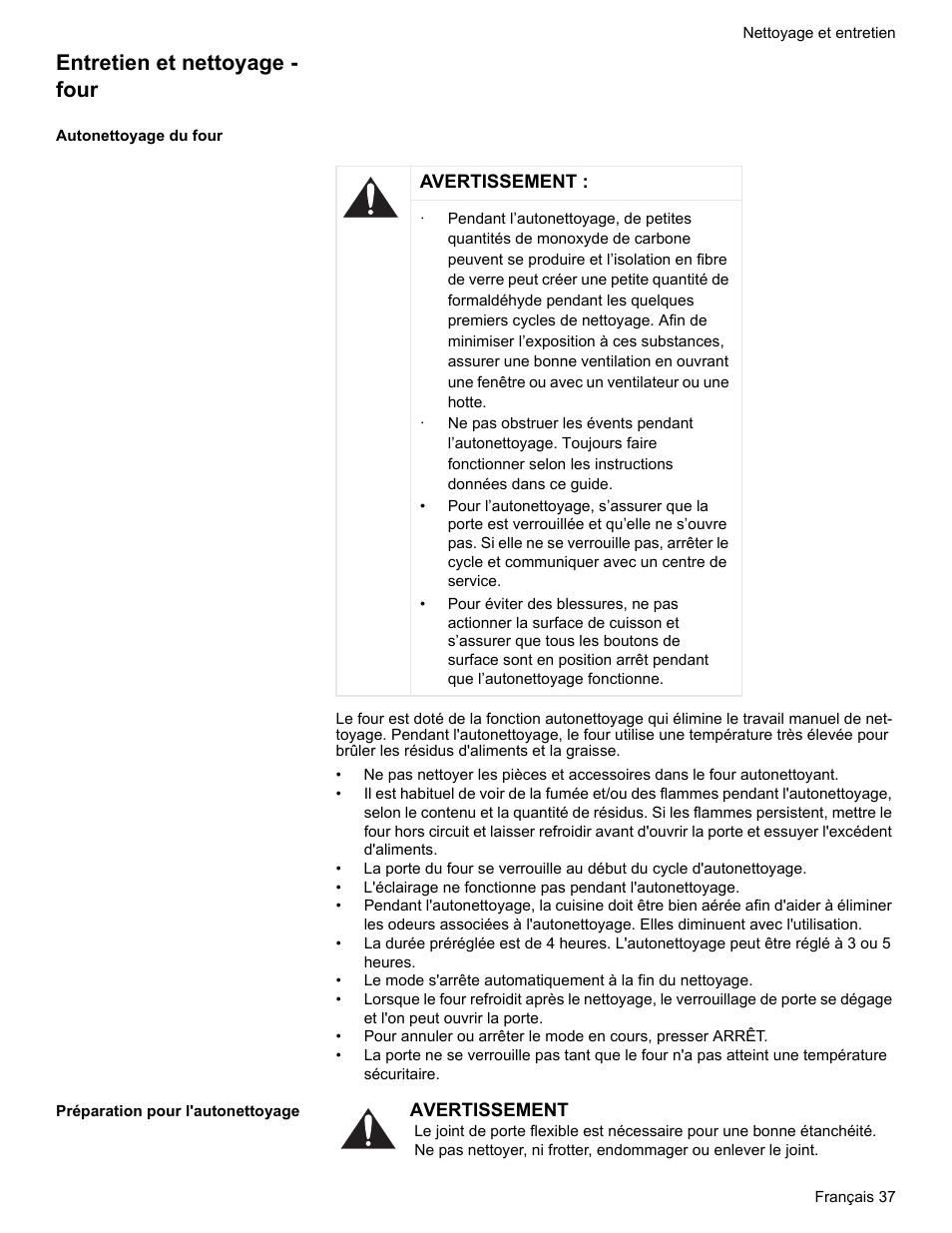 Entretien et nettoyage - four, Autonettoyage du four, Préparation pour l'autonettoyage | Bosch HES7282U User Manual | Page 87 / 148