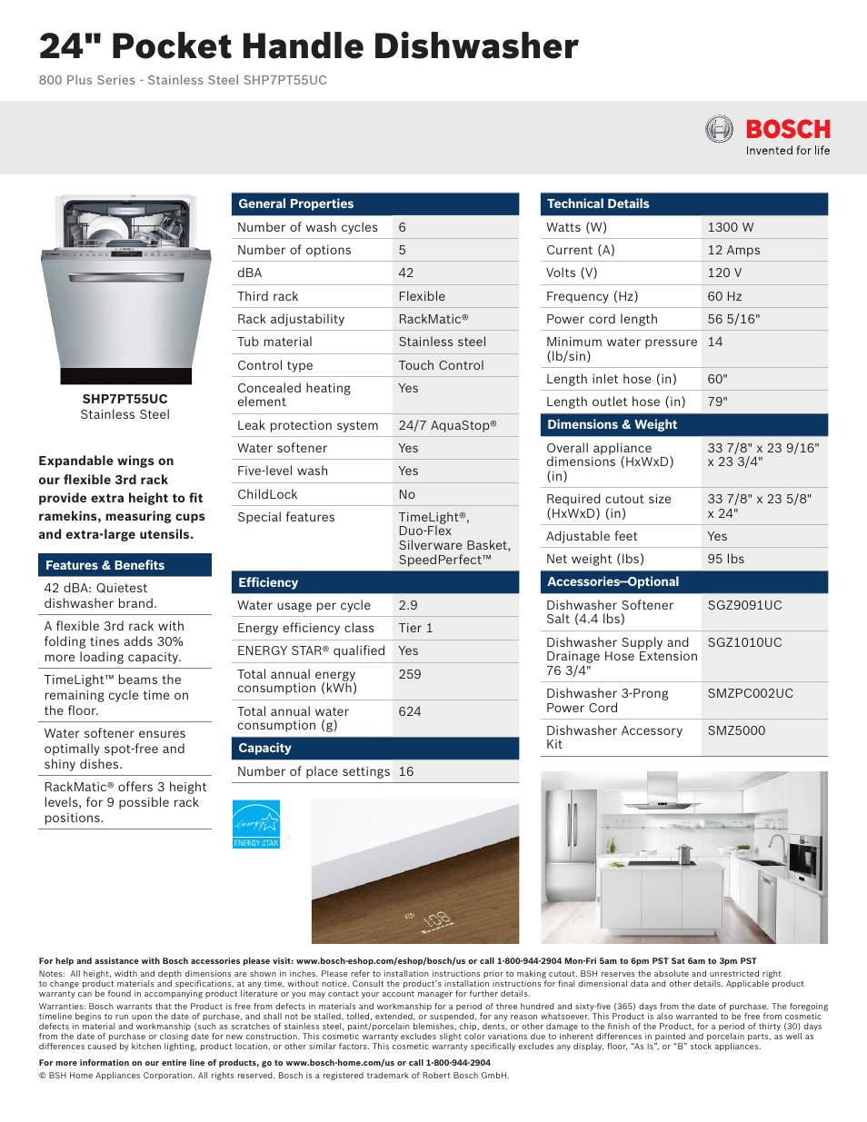 Bosch SHP7PT55UC User Manual | 3 pages