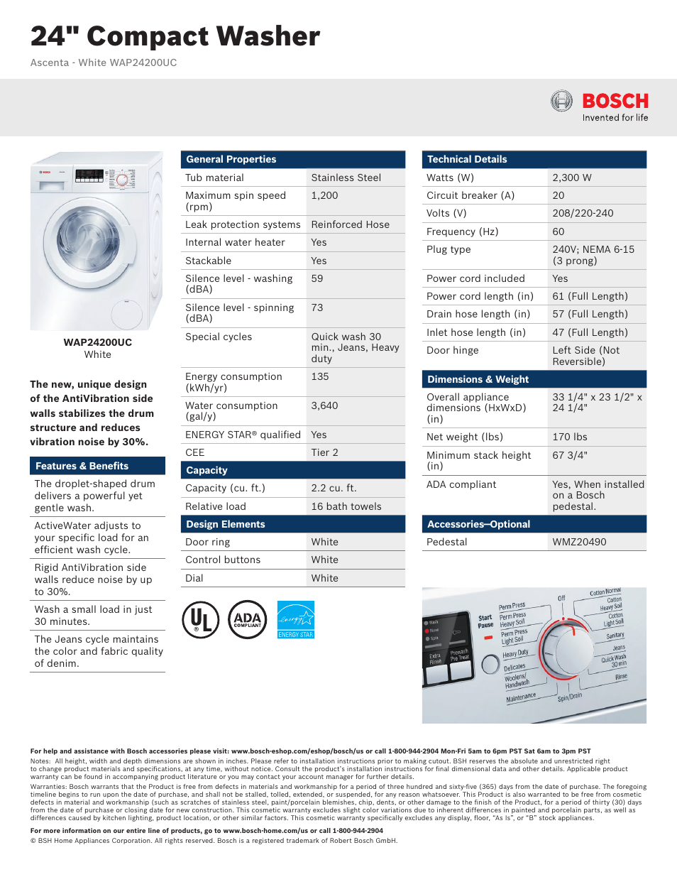 Bosch WAP24200UC User Manual | 3 pages