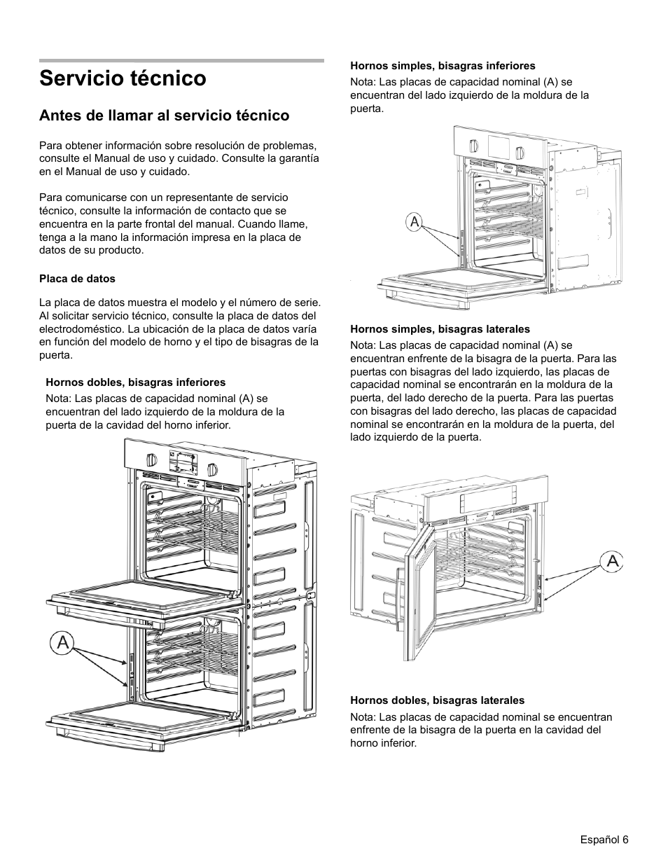Servicio técnico, Antes de llamar al servicio técnico | Bosch HBL8651UC User Manual | Page 19 / 20