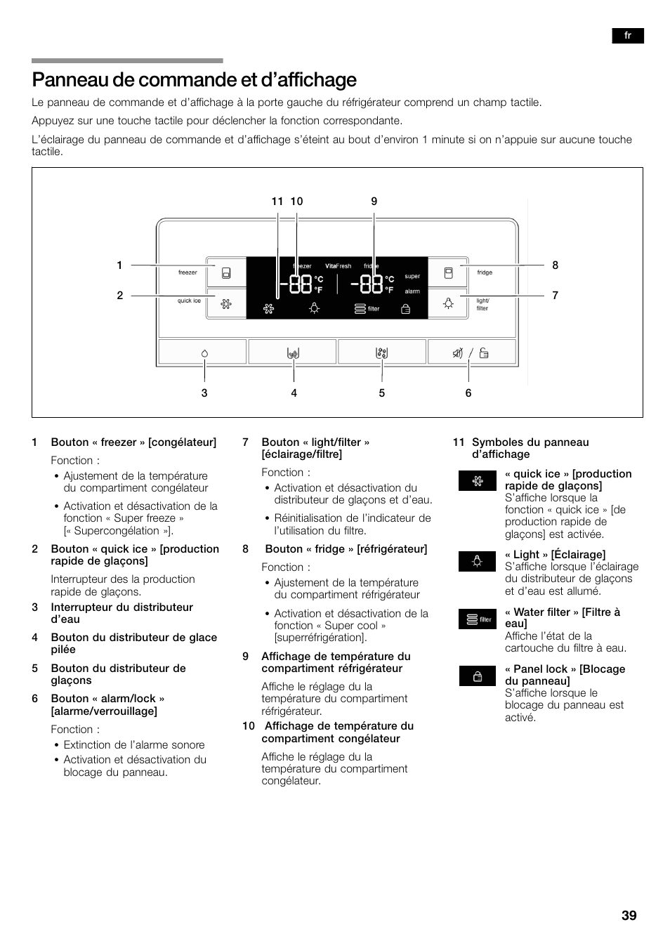 Panneau de commande et d’affichage | Bosch B26FT70SNS User Manual | Page 39 / 81