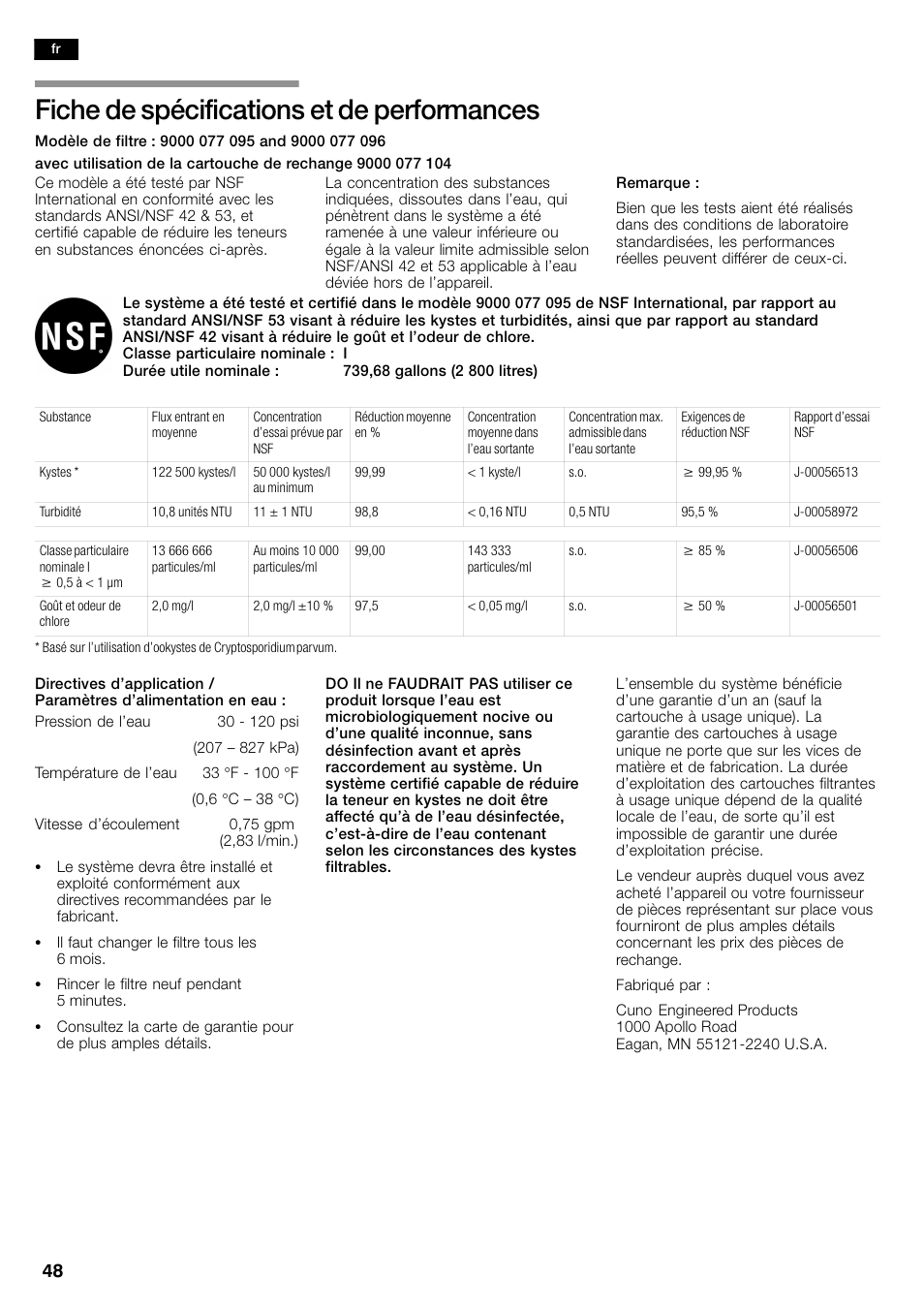 Fiche de spécifications et de performances | Bosch B26FT70SNS User Manual | Page 48 / 81