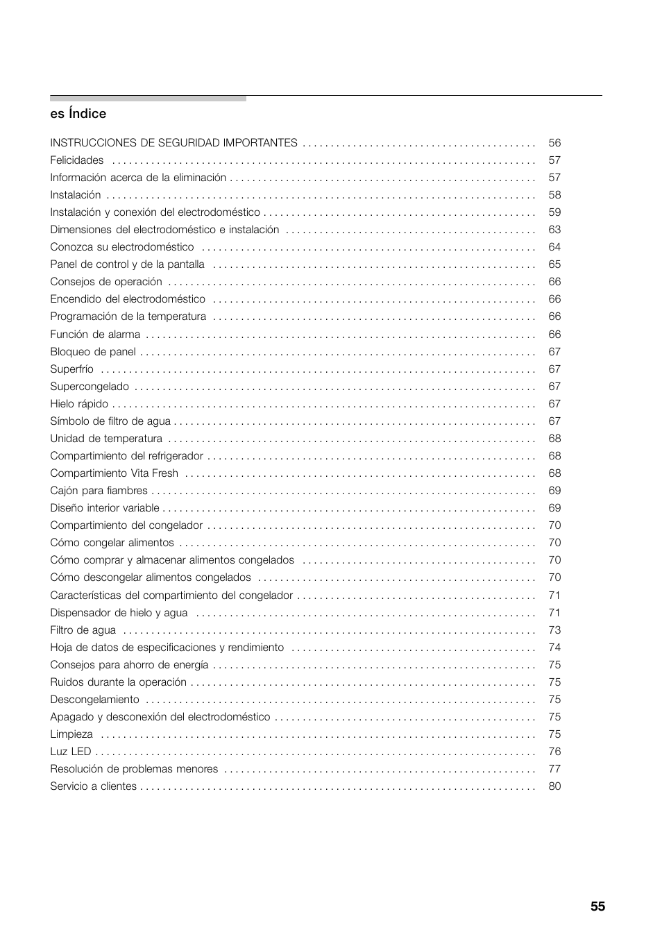 Índice | Bosch B26FT70SNS User Manual | Page 55 / 81