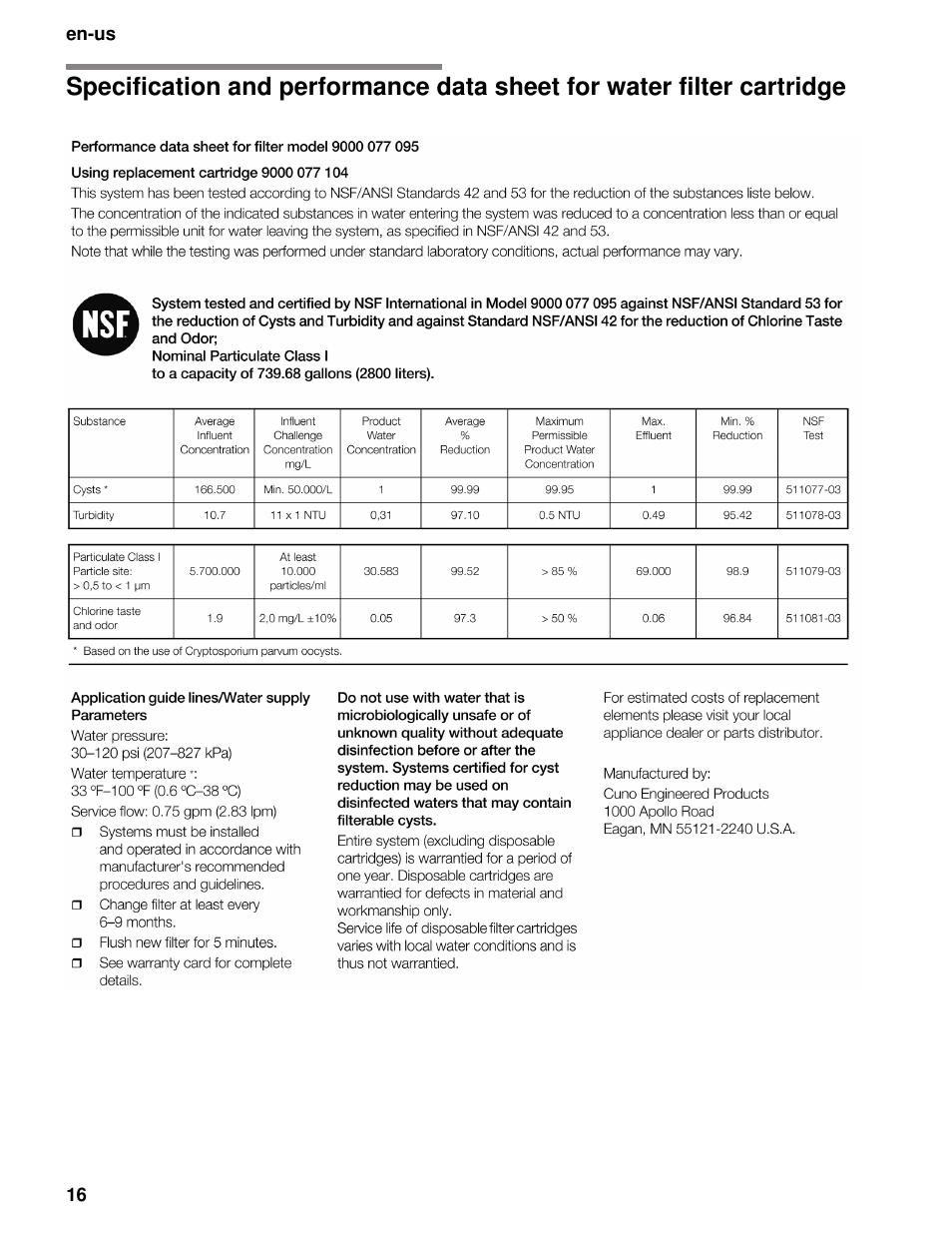 Water filter cartridge | Bosch B30BB830SS User Manual | Page 16 / 67