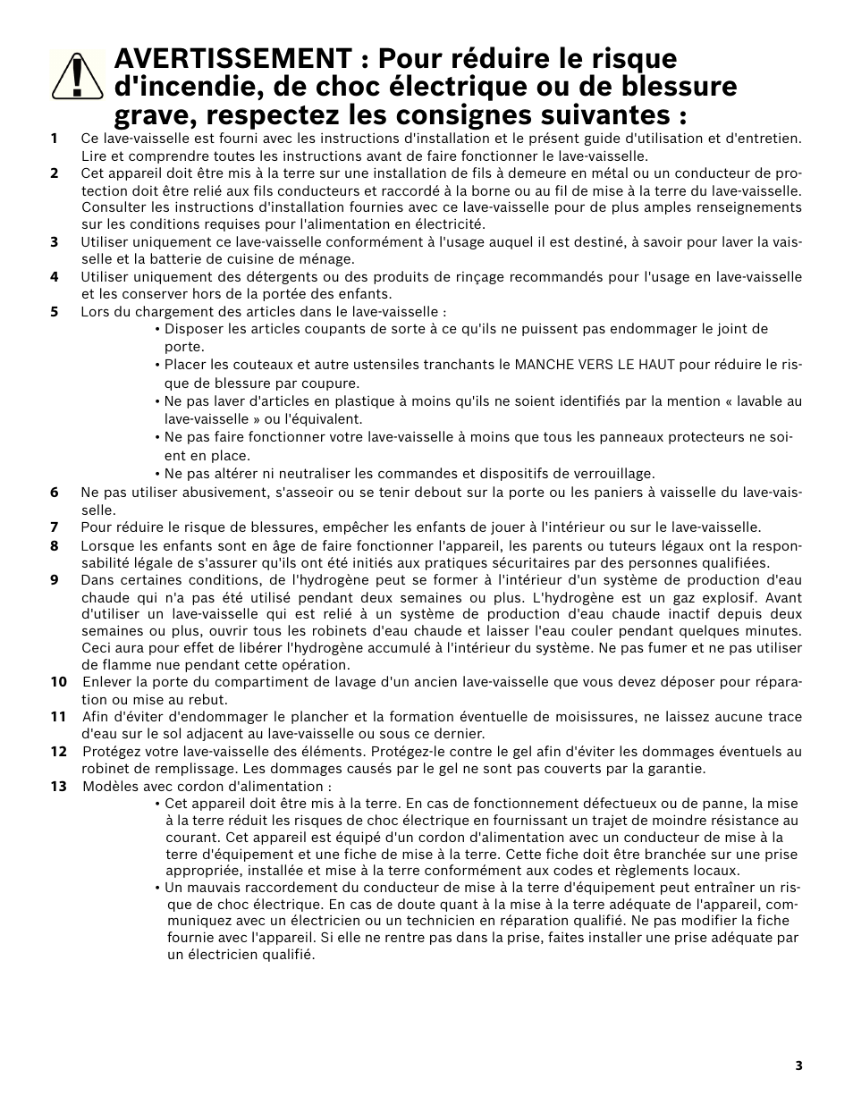 13 modèles avec cordon d'alimentation | Bosch SHE3AR52UC User Manual | Page 25 / 65