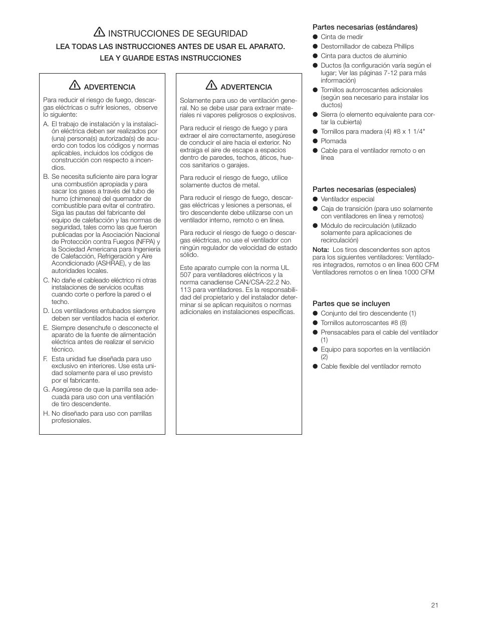 Instrucciones de seguridad | Bosch DHD3614UC User Manual | Page 21 / 32