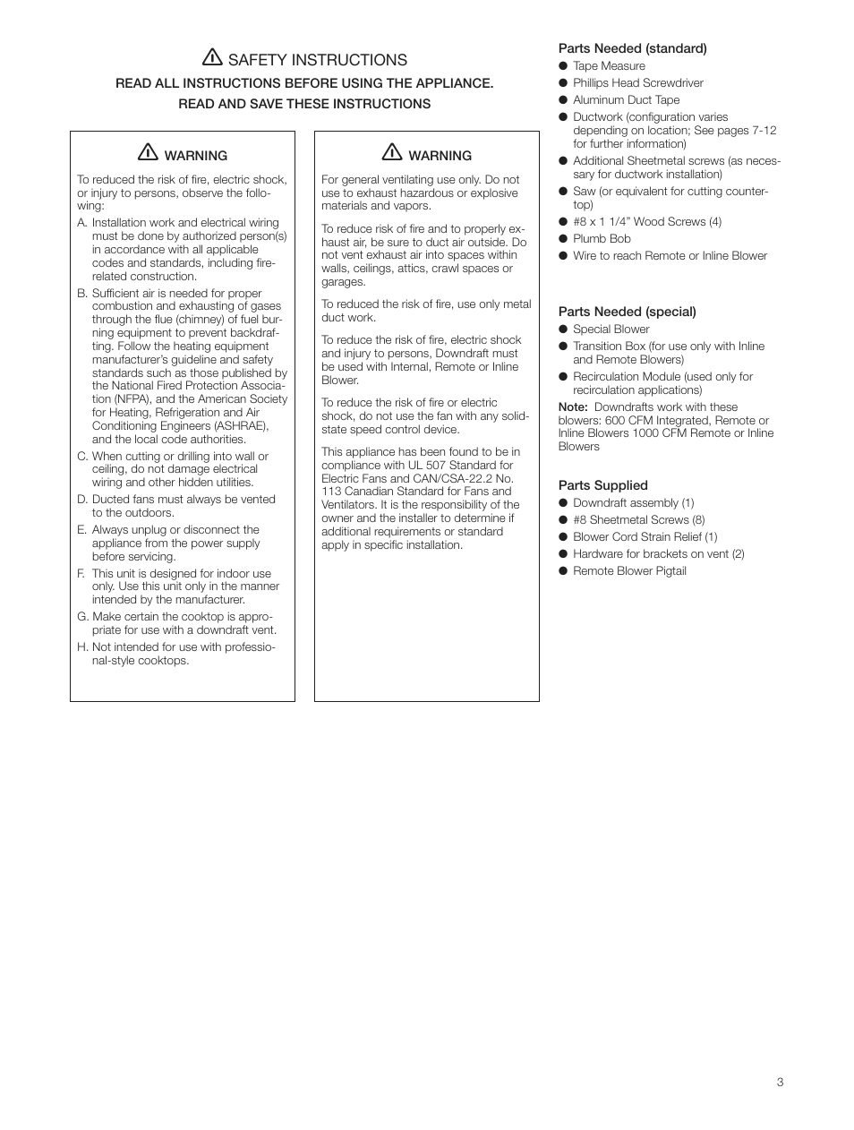 Safety instructions | Bosch DHD3614UC User Manual | Page 3 / 32