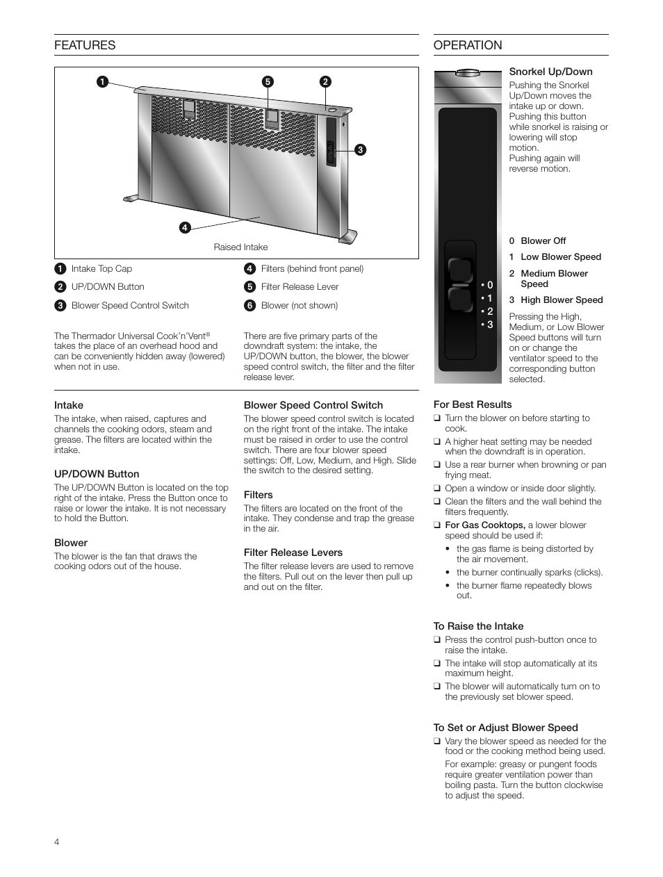 Features operation | Bosch DHD3014UC User Manual | Page 4 / 16