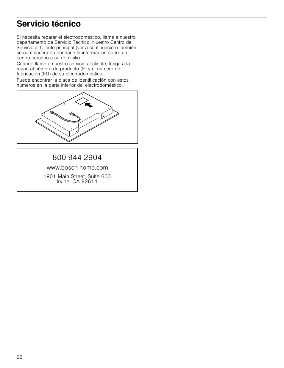 Servicio técnico | Bosch NETP666SUC User Manual | Page 22 / 24