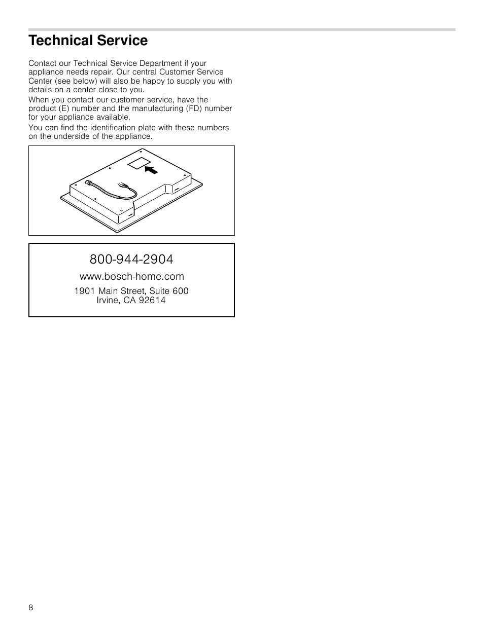 Technical service | Bosch NETP666SUC User Manual | Page 8 / 24