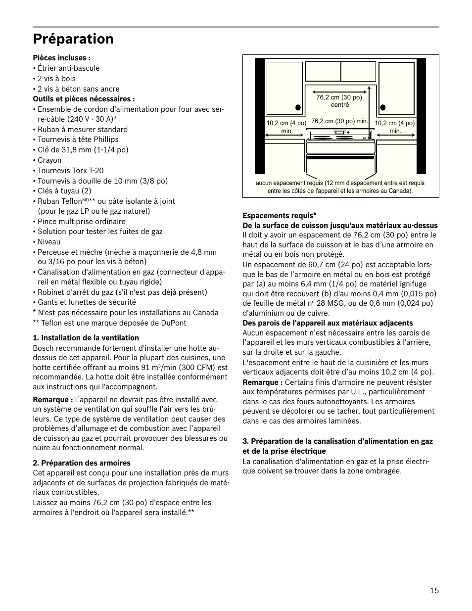 Préparation | Bosch HDS7052U User Manual | Page 15 / 36