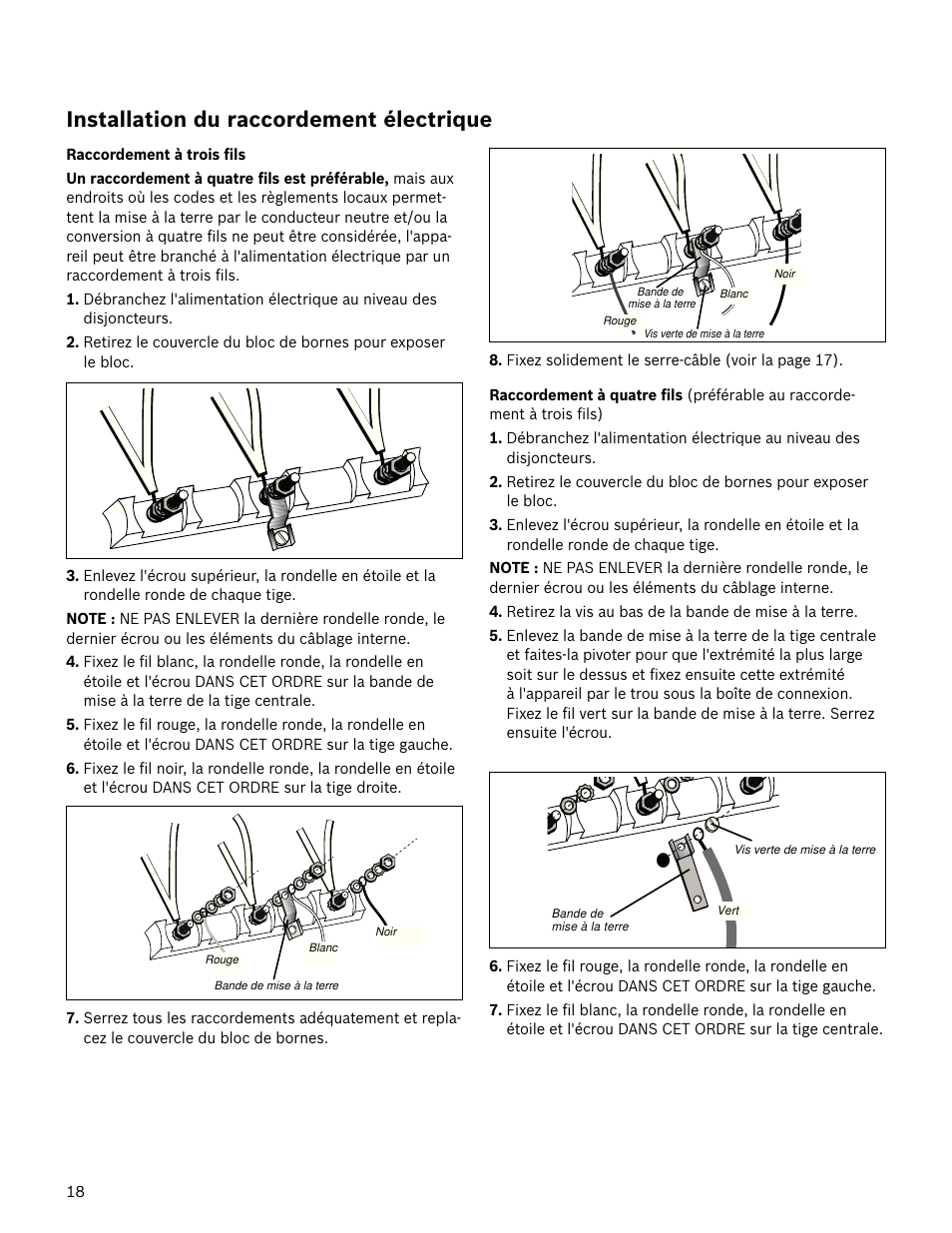 Installation du raccordement électrique | Bosch HDS7052U User Manual | Page 18 / 36